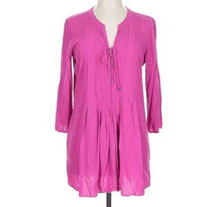 Cupio pink pintuck tunic blouse L